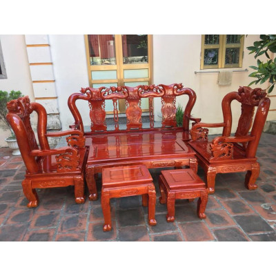 Bàn ghế gỗ phòng khách minh quốc đào gỗ xoan
