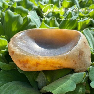 Gạt tàn thuốc đá mã não NHASAN GTT02 Sang Trọng & Độc Đáo nặng 500gr (KT: 9 x 12cm)