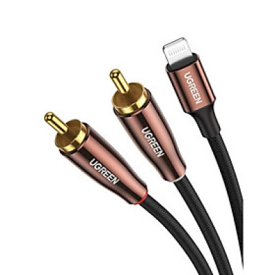 Cáp chuyển dành cho iphone sang 2 cổng RCA Bông Sen Ugreen 40904 dài 2M Màu Đen AV166 Hàng chính hãng