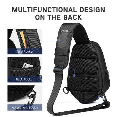 Túi đeo chéo OZUKO chống nước có cổng sạc USB thời trang dành cho nam