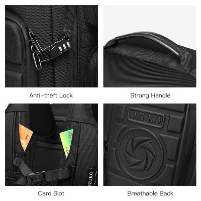 Balo OZUKO 9326 cỡ lớn chống trộm có cổng sạc USB thời trang đa năng cho nam