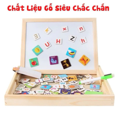 Bộ Tranh Nam Châm Kèm Bảng Từ Ghép Hình 2 mặt bảng phấn và nam châm bằng gỗ, Đồ Chơi Gỗ Bảng Ghép Hình - Mẫu ngẫu nhiên Hàng Chính Hãng LuckyDecor