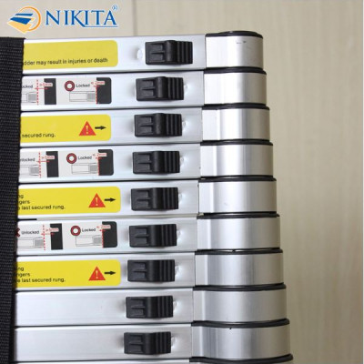 Thang rút đơn đai nhôm bền bỉ, ống thang dày chắc, chân thang chống trượt, chính hãng Nikita