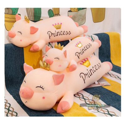 Thú nhồi bông heo đội vương miện princess khủng lồ - Size từ 75cm đến 1m1 - Quà tặng gấu bông heo nữ hoàng êm mịn.
