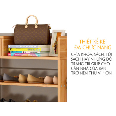 Kệ giày bằng gỗ, A240 kiểu đứng 5 tầng, cao 80cm x rộng 60cm x sâu 24cm, gỗ tự nhiên được xử lý chống mối mọt