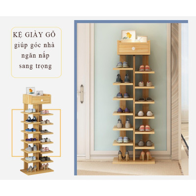 Tủ Để Giày Dép Thiết Kế 6 Tầng Nhỏ Gọn, Dễ Dàng Tháo Lắp, Tiết Kiệm Diện Tích, Có Ngăn Kéo - Gỗ MFD- Hàng Chính Hãng MINIIN