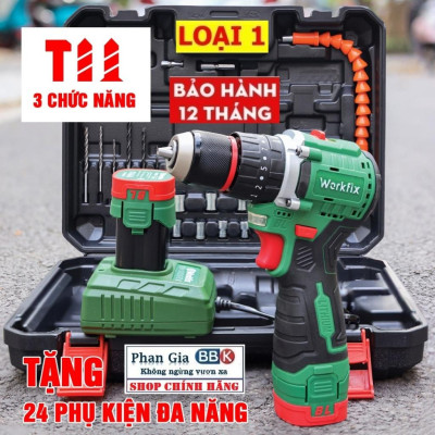 Máy Khoan PlN WORKFIX 16.8V 10mm - 3 Chức Năng - Động Cơ Không Chổi Than, Motor 100% Dây Đồng - Bảo Hành chính hãƞg