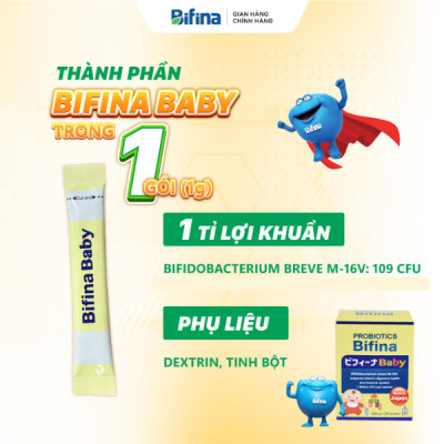 Men vi sinh cho bé – Bifina Baby Nhật Bản – Tiêu hóa khoẻ, hỗ trợ giảm táo bón, tăng đề kháng -Hộp 30 gói