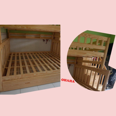 Giường tầng cao cấp USA OHAHA - Màu gỗ thông tự nhiên