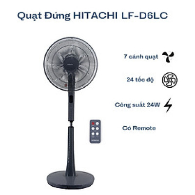 Quạt đứng 7 cánh Hitachi LF-D6RC công suất 24W kèm khiển từ xa - Hàng chính hãng