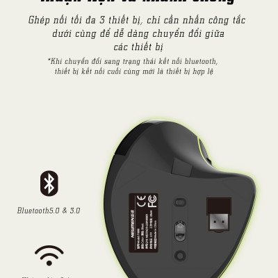 Chuột công thái học  không dây Newmen F1000 Dual Mode - Hàng chính hãng