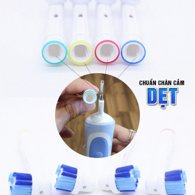 Set Bộ 4 Đầu Bàn Chải Đánh Răng Điện Minh House Cho Máy Oral B, Lông Mềm, nhiều mã