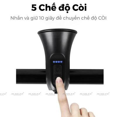 Còi Xe Đạp Âm Lượng Cao 120db HYD-074S có dây nhấn USB, Có Đèn cảnh báo, 5 Chế Độ Âm Thanh, Sạc điện USB Cho Xe Đạp MTB/ đường trường - Mai Lee