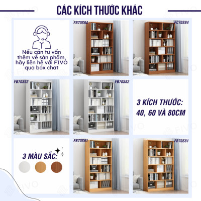Kệ Để Sách Gỗ Để Sàn Cao Cấp FIVO Mẫu FB70 Nội Thất Lắp Ráp Đơn Giản Gỗ MDF Phủ Melamine Chống Trầy Xước Và Chống Thấm Nước Bề Mặt