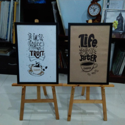 Bộ 4 tranh cho quán cà phê “thu hoạch hạt cà phê” | Tranh cây cafe W4233