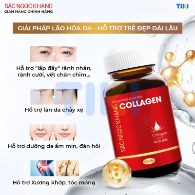 Viên uống đẹp da Collagen Sắc Ngọc Khang 120 viên thế hệ mới giúp sáng da, giảm nếp nhăn - đốm nâu, nuôi dưỡng và làm đẹp da , tóc, móng