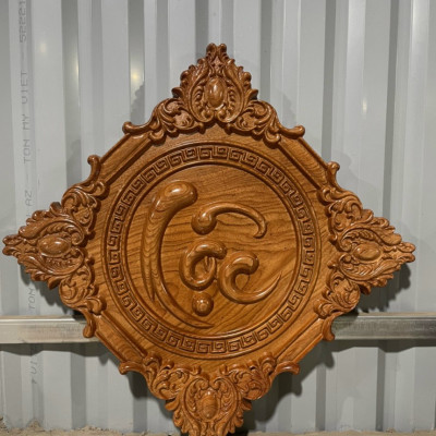 Tranh treo tường chữ phúc lộc thọ bằng gỗ hương đá kt mặt vuông 45×45×3,5cm