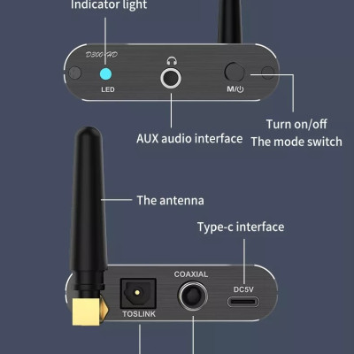 Hàng Chính Hãng - Bộ Thu Bluetooth D300-JA Bluetooth 5.2 Phạm Vi Kết Nối 10m Đa Dạng Kết Nối AUX 3.5mm Optical Coaxial Chế Độ Chuyển Đổi Linh Hoạt Đàm Thoại Rảnh Tay Âm Thanh Hi-Fi Hỗ Trợ Đa Định Dạng SBC AAC aptX-HD Pin Trâu 10 Tiếng Nhỏ Gọn - ROGTZ