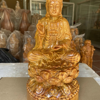 Tượng phật bà quan thế âm bồ tát bằng gỗ huyết long kt cao 30×15×15cm