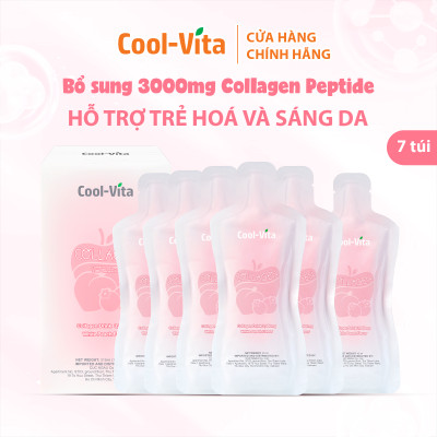 Combo 2 Hộp Nước Uống Collagen Peptide 3000mg Coolvita Hỗ Trợ Trẻ Hóa Sáng Da, Hỗ Trợ Dưỡng Tóc và Móng Kết Hợp Vitamin B3 (45ml× 7 túi)/hộp