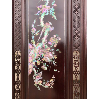 Tranh tứ quý gỗ gụ khảm trai ốc  bốn mùa tùng cúc trúc mai kt 37×107×3cm 