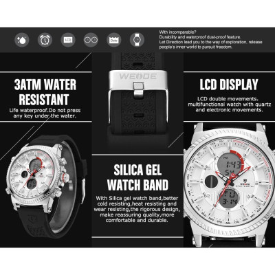  Đồng hồ điện tử WEIDE WH6403 kỹ thuật số Hẹn giờ chống thấm nước 3ATM