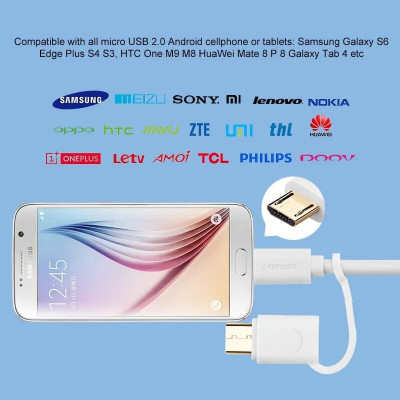 Ugreen UG30170US142TK 0.5M màu trắng Cáp USB-A sang Micro USB + USB-C cao cấp - HÀNG CHÍNH HÃNG