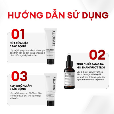 Serum Men Stay Simplicity sáng da mờ thâm với Niacinamide 5% Vital Facial Skin Brightening 30ml