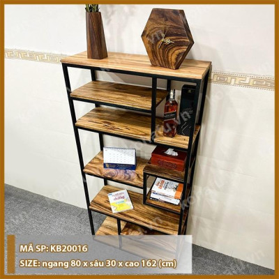 Kệ Sách/ Kệ Trang trí Khung Sắt Mặt Gỗ Me Tây Nguyên Tấm KB20016