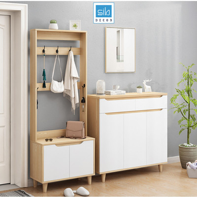 Kệ Gỗ Đa Năng Để Giày Dép, Vật Dụng Trang Trí Kèm Móc Treo Đồ Hiện Đại Thương Hiệu SIB Decor TG09