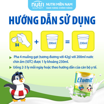[COMBO 2 HỘP] Sữa Etomil 3X Grow Hộp 700g - Giúp Bé Tăng Cường Phát Triển Chiều Cao, Cải Thiện Tình Trạng Thấp Còi
