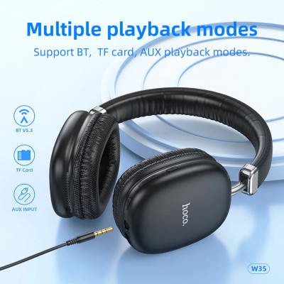 Tai Nghe Chụp Tai Dành Cho Hoco W35 - Pin Siêu Trâu 40h, Bluetooth V5.3, Kiểu Dáng Sang Trọng, Chống Ồn, Chống Thấm Nước - Hàng Chính Hãng