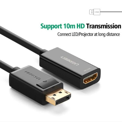 Ugreen UG40363MM137TK Màu Đen Cáp chuyển đổi DisplayPort sang HDMI V1.4 hỗ trợ phân giải 4K 2K - HÀNG CHÍNH HÃNG