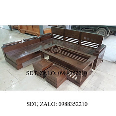 Bàn ghế phòng khách tay trứng góc to mặt nan