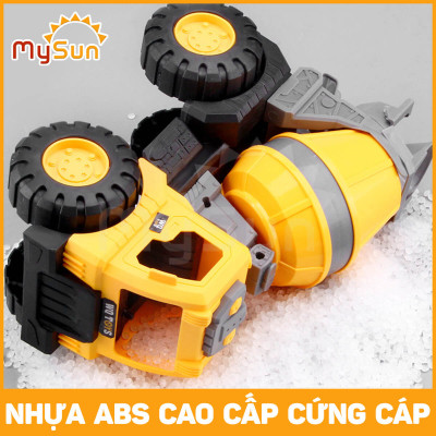 Bộ xe công trình đồ chơi cho bé mô hình xe ô tô cần cẩu máy xúc múc xe ben cở cát xe bồn trộn bê tông đồ chơi