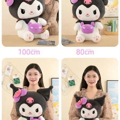 Thú nhồi bông Cinnamorol - Kuromi - Melody đeo túi màu sắc đáng yêu - Size từ 35cm đến 90cm - Quà tặng gấu bông hoạt hình Sanrio êm mịn cho bé.