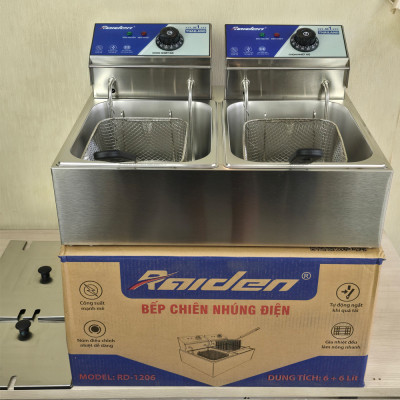 Bếp chiên nhúng ngập dầu Raiden RD1206 6L đôi (tổng 12L) - Chiên gà rán, khoai tây, cá viên, chuối chiên...- Hàng chính hãng