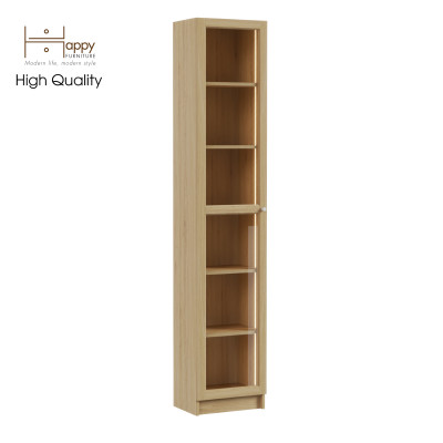 [Happy Home Furniture] CATY, kệ sách 6 tầng cửa kính size nhỏ tích hợp đèn LED, 40cm x 30cm x 202cm (DxRxC), KSA_011_LED