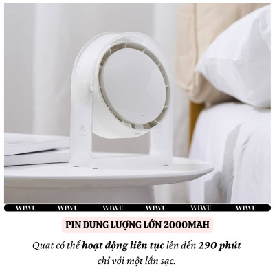 Quạt làm mát tuarbin mini để bàn hiệu HOTCASE WlWU Snow Wi-FS07 - Trang bị 4 cập độ gió, Pin sạc tích điện, Gió Mạnh, Êm Ái - Hàng nhập khẩu