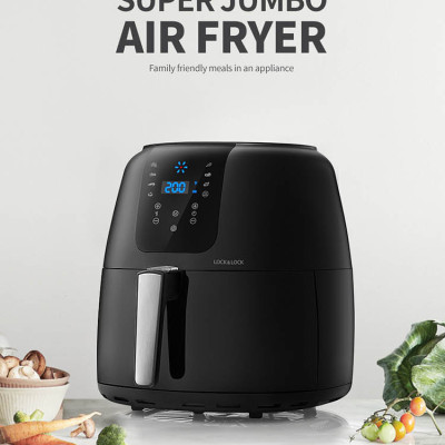 Nồi Chiên Không Dầu Điện Tử Lock&Lock EJF296BLK (7.2 Lít) - Kèm Chảo Nướng - Hàng Chính Hãng