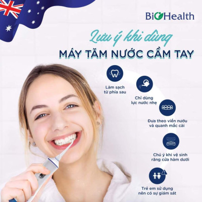 Tăm Nước Biohealth FLV33 Kèm 4 Đầu Xịt Giúp Làm Sạch Răng Nướu, Giảm Viêm Lợi, Sâu Răng