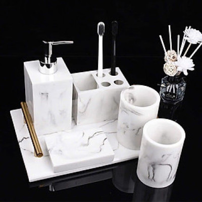 Set nhà tắm vân đá Marble hình vuông- vân đá cẩm thạch Hàng chính hãng
