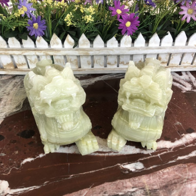 Cặp Tỳ Hưu phong thủy đá ngọc Onyx - Dài 20 cm