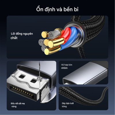 Cáp chuyển DisplayPort (DP) sang HDMI 4K@60Hz Choetech XDH01 - Hàng chính hãng