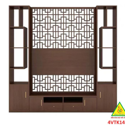 Vách ngăn phòng khách, vách ngăn tủ kệ bằng gỗ 4VTK14 - Nội thất lắp ráp Viendong adv