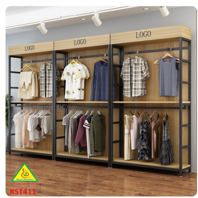 Kệ trưng bày sản phẩm, hàng hóa , kệ trang trí khung sắt mặt gỗ KST411- Nội thất lắp ráp Viễn Đông Adv