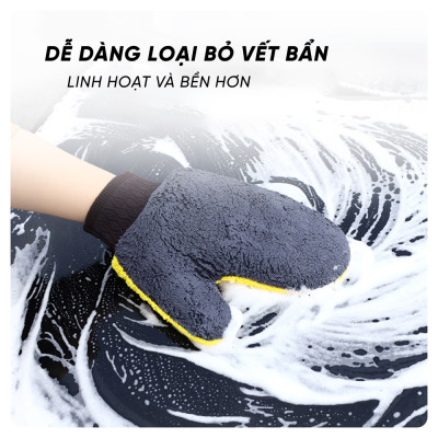 Găng Tay Rửa Xe 2 Mặt Sợi Vải Siêu Mịn, Không Gây Trầy Xước Bề Mặt Sơn | Găng Tay Rửa Xe 2 Mặt Giúp Rửa Xe Nhanh Chóng, Tạo Bọt Tốt, Tránh Trầy Xước Bề Mặt Sơn