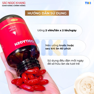Viên uống đẹp da Collagen Sắc Ngọc Khang 120 viên thế hệ mới giúp sáng da, giảm nếp nhăn - đốm nâu, nuôi dưỡng và làm đẹp da , tóc, móng