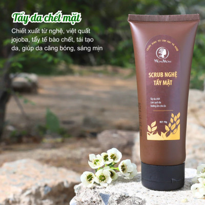 Bộ dưỡng trắng da mặt Wonmom ( 1 kem nghệ tươi 50g + 1 scrub nghệ tẩy mặt 70g)