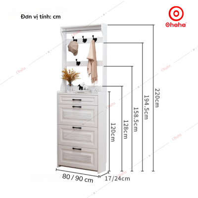 [ Miễn phí giao hàng và lắp tại TP.HCM] Tủ giày thông minh siêu mỏng cao cấp Ohaha - TGCC035